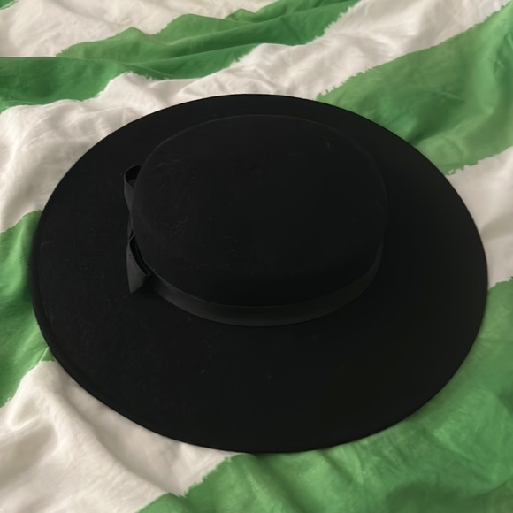 Vintage Sonni of San Francisco Lancaster Black Wool Cartwheel Hat - Picture 2 of 6